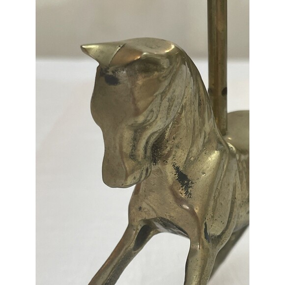 SOLD- R.O.C. Taiwan Vintage Solid Brass Rocking Horse Pony Candle Holder - Picture 2 of 12